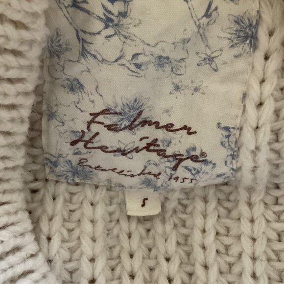 Falmer Heritage Women's White Cable Knit Long Sweater Size S Tassels Fisherman - Picture 6 of 7